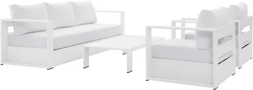 Miniatura 4 de Modway Tahoe - Juego de 4 piezas de aluminio para patio al aire libre en gris carbón