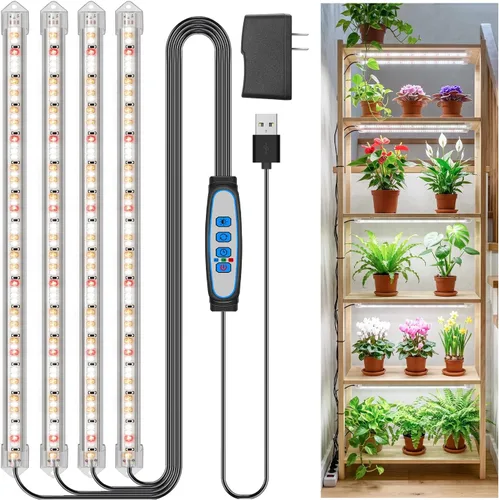 Miniatura 12 de Kullsinss Luces de cultivo para plantas de interior, tiras de luz de crecimiento de plantas de espectro completo de 16 pulgadas con temporizador