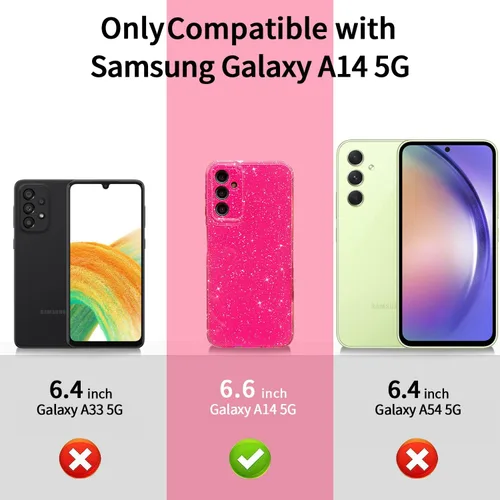 Miniatura 2 de MINSCOSE Funda compatible con Samsung Galaxy A14 5G, bonita funda delgada con purpurina fina, a prueba de golpes, de TPU para mujeres y niñas
