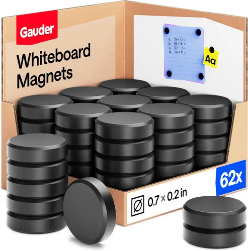 GAUDER Imanes para pizarra blanca, refrigerador y tablón de anuncios, discos magnéticos redondos fuertes, imanes negros para manualidades (62