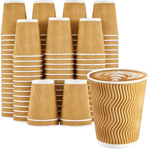 Miniatura 14 de Clawsoff Paquete de 150 tazas de café de 8 onzas, desechables, corrugado, aisladas, onduladas, de papel de pared, tazas de café de 8 onzas