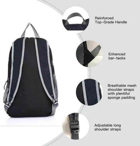 Miniatura 4 de Outlander Mochila Plegable Práctica Ligera de Viaje de Senderismo Daypack-Negro-L
