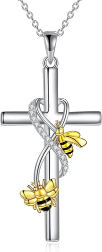 POPLYKE Regalos para el Día de la Madre para mamá, collar de cruz de joyería regalos para madre, hija, abuela, plata de ley 925, collar con colgante
