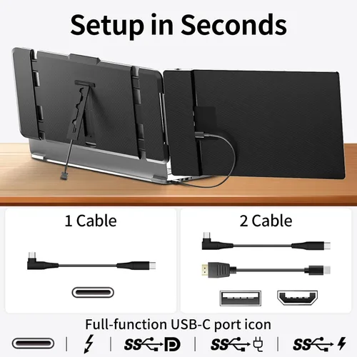 Miniatura 3 de Extensor de pantalla para laptop de 14 pulgadas, monitor portátil dual FHD 1080P IPS segunda pantalla para portátiles de 13 a 17 pulgadas, Plug &