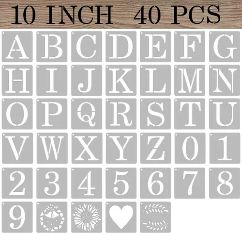 Miniatura 17 de Plantillas de Letras de 1 Pulgada Números Plantillas de Manualidades, 40 Piezas Plantillas de Dibujo de Alfabeto de Plástico Reutilizables