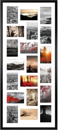 Miniatura 10 de QUTREY Juego de 2 marcos de fotos de collage negro de 4 x 6, 8 aberturas enmarañadas para fotos de 4 x 6 para mostrar 16 fotos múltiples para pared