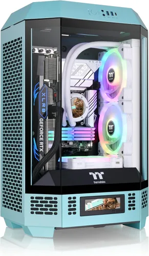 Miniatura 25 de Thermaltake Torre 300 Edición de Verano Matcha Plum Micro-ATX; Incluye 2 ventiladores CT de 140mm; Soporta hasta un radiador de 420mm; Capaz
