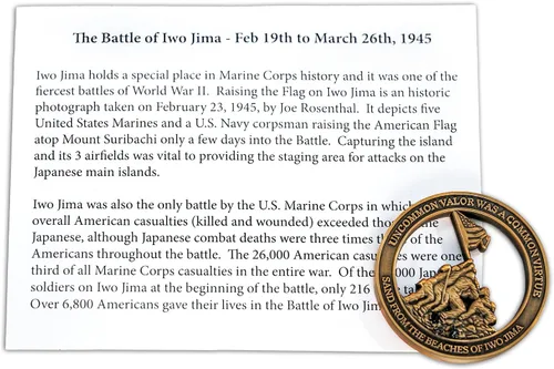 Miniatura 6 de Moneda de desafío USMC del Cuerpo de Marines Iwo Jima con arenas reales de Iwo Jima - Regalos del Cuerpo de Marines Negocio propiedad