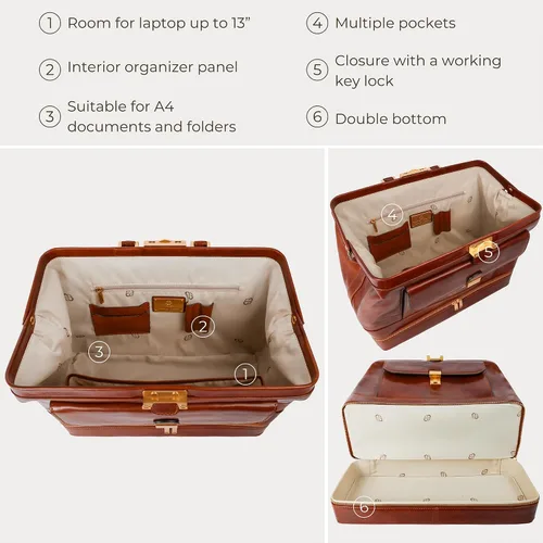 Miniatura 6 de Time Resistance Bolso médico de cuero - Bolso médico italiano hecho a mano - Bolso estilo vintage - Maletín de cuero real