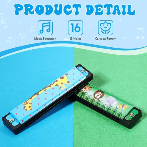 Miniatura 2 de 30 armónicas para niños, armónicas de 16 agujeros, instrumento musical, juguete de regalo, regalo de dibujos animados de doble fila, regalos