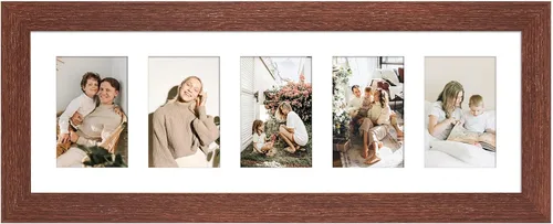 Miniatura 695 de Marcos de Fotos Collage de 13.5X15.5 con 7 Aberturas para Fotos de 4X6, Marco de Fotos Múltiples con Paspartú para Decoración de Pared, Grano