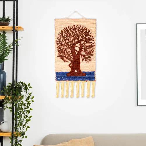 Miniatura 2 de Tarini Gallery Tapiz tejido a mano de yute para colgar en la pared, arte para ver el hogar, paisaje natural para decoración de oficina en casa