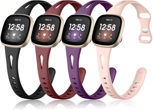 Ouwegaga Compatible con correas Fitbit Versa 3 para mujeres/Fitbit Sense, correa de reloj deportiva delgada de silicona suave duradera de repuesto