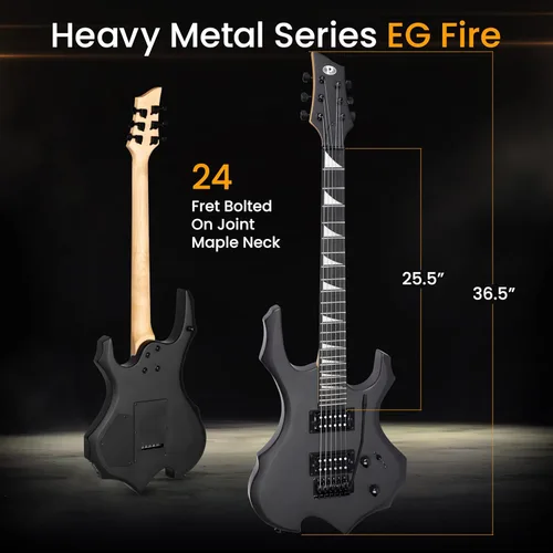Miniatura 2 de Pyle Heavy Metal EG Fire Guitarra Eléctrica de Metal con Kit de Amplificador, Instrumento de Tamaño Completo con Amplificador de Práctica