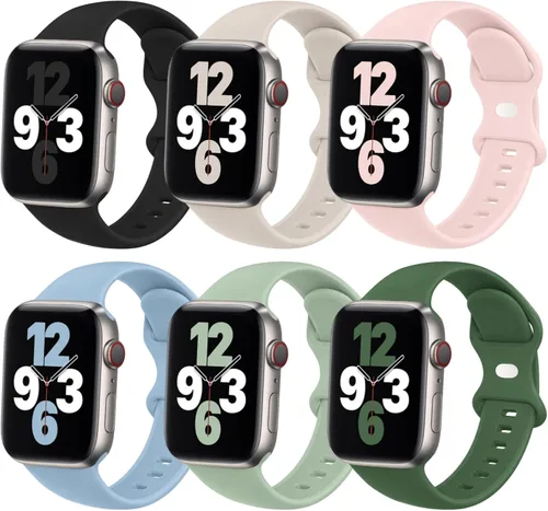 Miniatura 10 de Paquete de 6 correas deportivas compatibles con Apple Watch Band de 1.496 in 1.575 in 1.614 in 1.654 in 1.732 in 1.772 in 1.811 in 1.929 in