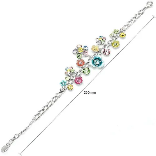 Miniatura 2 de Glamorousky Pulsera de flores con cristales austriacos multicolor y dijes de flores Cristal Circonita cúbica
