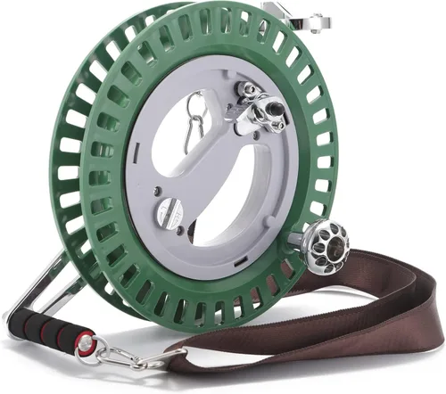 Carrete profesional de cometa de 10.6 pulgadas, rodillo de metal estable con cinturón para cometas grandes Verde