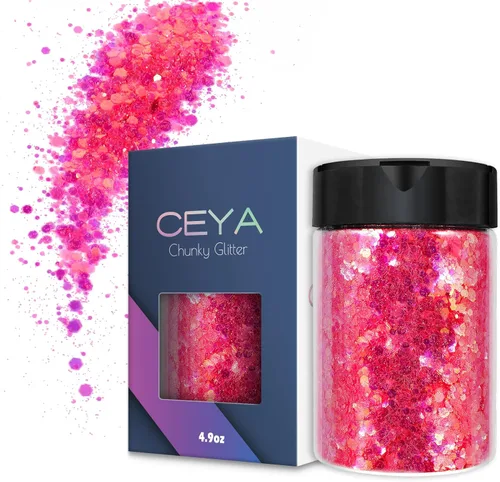 Miniatura 7 de Ceya Polvo de purpurina blanca ultra fina de 3.5 onzas/3.53 oz de ópalo mágico iridiscente para manualidades de 1/128 pulgadas, 0.008 pulgadas