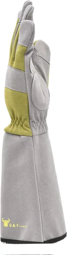 Miniatura 5 de G & F Products Florist Pro - Guantes de jardinería de rosa, palma de cuero sintético, protección contra espinas, manga larga