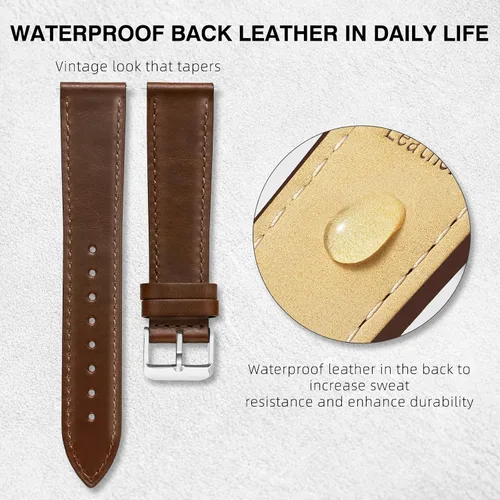 Miniatura 69 de Ritche Correa de reloj de cuero de liberación rápida para hombres y mujeres, correa de reloj de 0.79 pulgadas, 0.78 pulgadas, 0.86 pulgadas