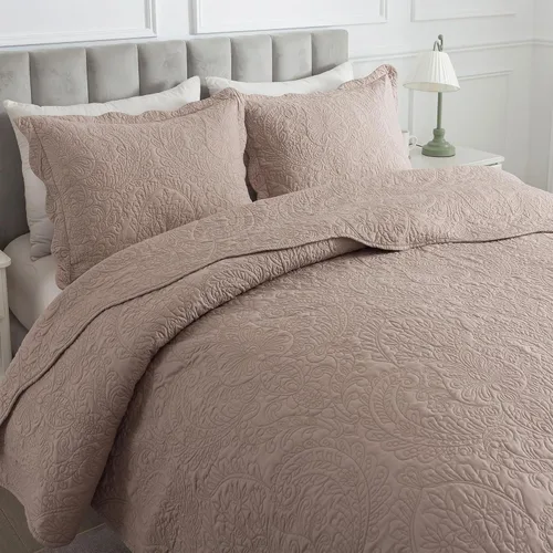 Miniatura 283 de HoneiLife - Juego de colcha de tamaño Queen, juego de ropa de cama de pana bordada de 3 piezas, colcha de lujo, ligera, cálida, para todas las Pana