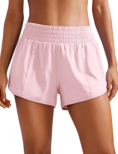 Miniatura 45 de CRZ YOGA Pantalones cortos de correr de cintura alta para mujer de 2.5 pulgadas, forro de malla de secado rápido para entrenamiento deportivo