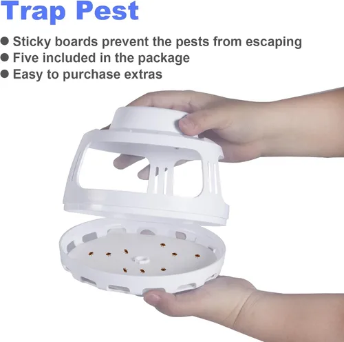 Miniatura 3 de Trampa para pulgas para el hogar, trampa eléctrica de plagas para interiores con 10 recambios de tablero adhesivo, trampa de luz nocturna