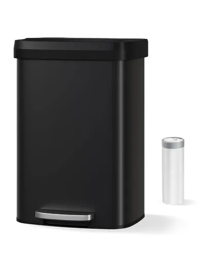 Miniatura 7 de Garvee Basurero de metal de 13 galones / 50 L con tapa, bote de basura grande para cocina, cubo de basura de metal a prueba de óxido con pedal