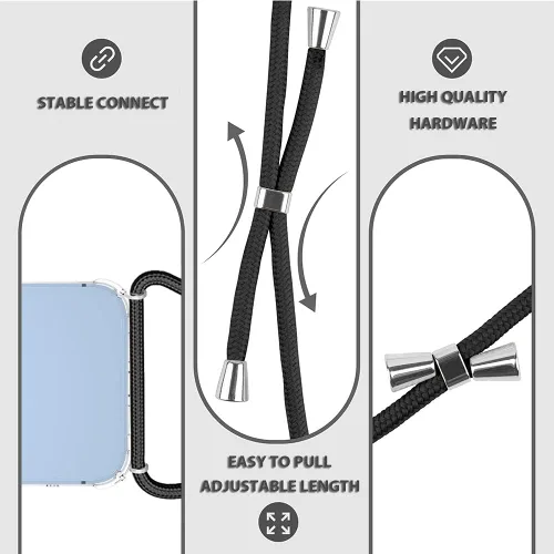 Miniatura 3 de Funda Transparente para iPhone 13 Pro Max con Cordón Ajustable para Hombro y Cuello Correa Cruzada Funda de Teléfono para Mujeres y Niñas Protector