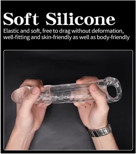 Miniatura 6 de Manga del pene masculino eyaculación retraso eyaculación polla para parejas adultas, juego de alcance del punto G, extensor de polla extensor de Azul