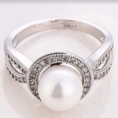 Miniatura 3 de Lzz Fashion Lady 925 Anillo de plata esterlina perla blanco zafiro blanco perla cultivada de agua dulce y circonita cúbica anillo de joyería de boda