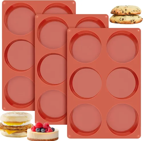 Miniatura 8 de Ocmoiy Molde de silicona para huevos de 4 pulgadas para sándwiches de desayuno, paquete de 2 moldes antiadherentes de silicona para muffin