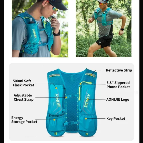Miniatura 3 de AONIJIE Chaleco de hidratación impermeable y transpirable para correr para mujeres y hombres, chaleco de hidratación ligero de 4.23 onzas, mochila