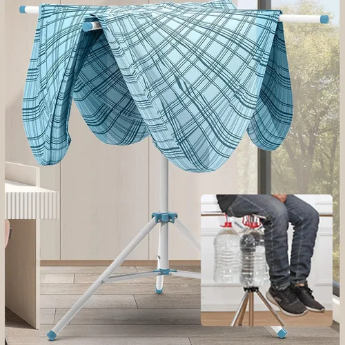 Miniatura 4 de Estante de secado de ropa plegable, estantes portátiles de ropa para interiores, percha de ropa portátil, soporte de trípode plegable independiente