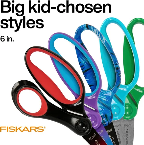 Miniatura 5 de Tijeras Fiskars Softgrip de 6 pulgadas para Niños Grandes de 8 a 11 años, tijeras para la escuela o manualidades, color turquesa y morado degradado