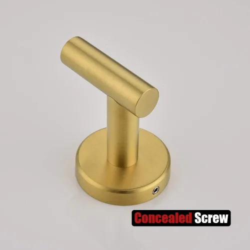 Miniatura 9 de JQK Gancho para toallas de baño, color oro cepillado, gancho de latón para ropa para baño, cocina, garaje, montaje en pared (paquete de 2), acero
