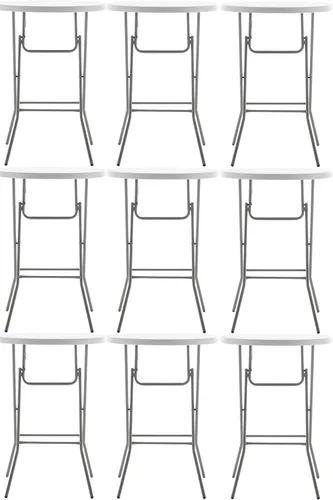 Miniatura 10 de BTExpert Mesa Plegable de Plástico de Granito Blanco Redonda de 32" Altura de Barra de 43" Mesa Comercial Portátil Mesa de Banquete Tarjeta Café