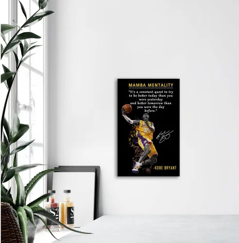 Miniatura 4 de Kobe Bryant - Póster inspirador para pared, lienzo con cita de mentalidad de Mamba, arte de pared, diseño deportivo de jugador de baloncesto