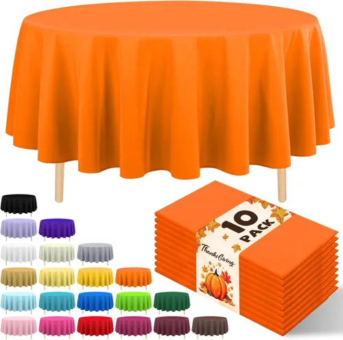 Miniatura 31 de Paquete de 10 manteles desechables de plástico premium de 54 x 108 pulgadas, mantel rectangular para mesa, para cumpleaños, bodas, Navidad, Beige