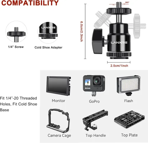 Miniatura 4 de Pinza de micrófono con cabeza de bola ajustable y tornillo de micrófono, compatible con micrófonos y accesorios de fotografía