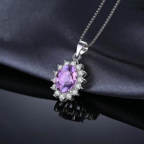 Miniatura 46 de JewelryPalace Princess Diana Kate Middleton Natural Amethyst Citrine Garnet Peridot Topaz Created Ruby Sapphire Simulated Emerald Pendant Necklace