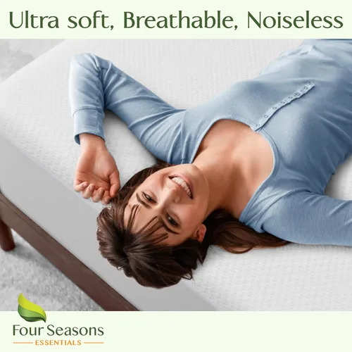 Miniatura 3 de Four Seasons Essentials Protector de colchón impermeable de tamaño individual – Viscosa refrescante derivada de la funda de colchón de sábana bajera