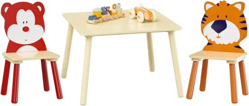 Miniatura 3 de Juego de mesa y 2 sillas para niños, juego de mesa de actividades de madera de 3 piezas, juego de mesa y silla para niños y niñas, guardería, hogar