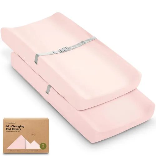 Miniatura 36 de Paquete de 2 fundas orgánicas para cambiador para niña, niño, neutro - 100% algodón, funda para almohadilla de mesa cambiadora, sábanas suaves