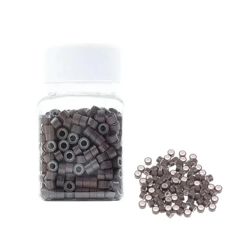 Miniatura 15 de 500 anillos de silicona con microeslabones de 0.197 in para extensiones de cabello, herramientas de microenlaces de aluminio para extensiones