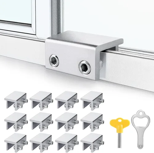 Miniatura 13 de ZRFCXE Cerraduras para Ventanas, Paquete de 8 Cerraduras de Ventana Corrediza con Llave para Puertas de Ventanas Corredizas Verticales y Negro