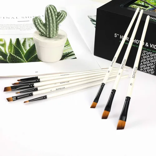 Miniatura 2 de GETHPEN Pinceles angulares de nailon para acuarelas en ángulo, juego de pinceles para acuarelas acrílicas, tintas de gouache, óleo y témpera