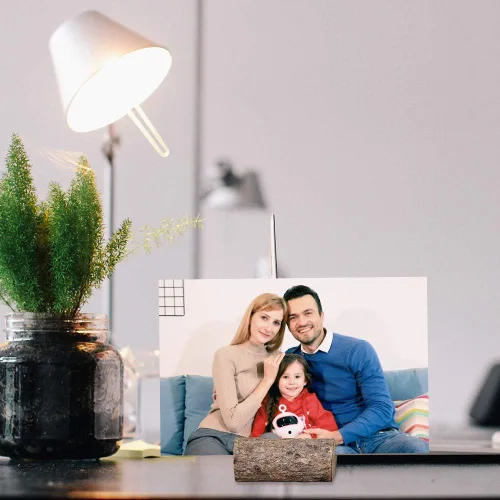Miniatura 3 de Soporte rústico de madera real para tarjetas, soporte para números de mesa, soporte para notas, tarjeta, foto foto nota, soporte para clip