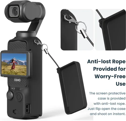 Miniatura 4 de Funda protectora de silicona para lente de pantalla para DJI Osmo Pocket 3 Accesorios (Negro)