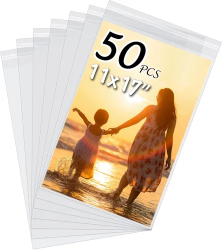 Miniatura 8 de Paquete de 50 fundas de almacenamiento transparentes cristalinas sin ácidos para impresiones artísticas/imágenes/fotos/paspartús de 12x12 pulgadas